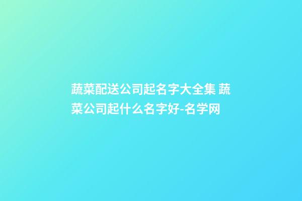 蔬菜配送公司起名字大全集 蔬菜公司起什么名字好-名学网-第1张-公司起名-玄机派